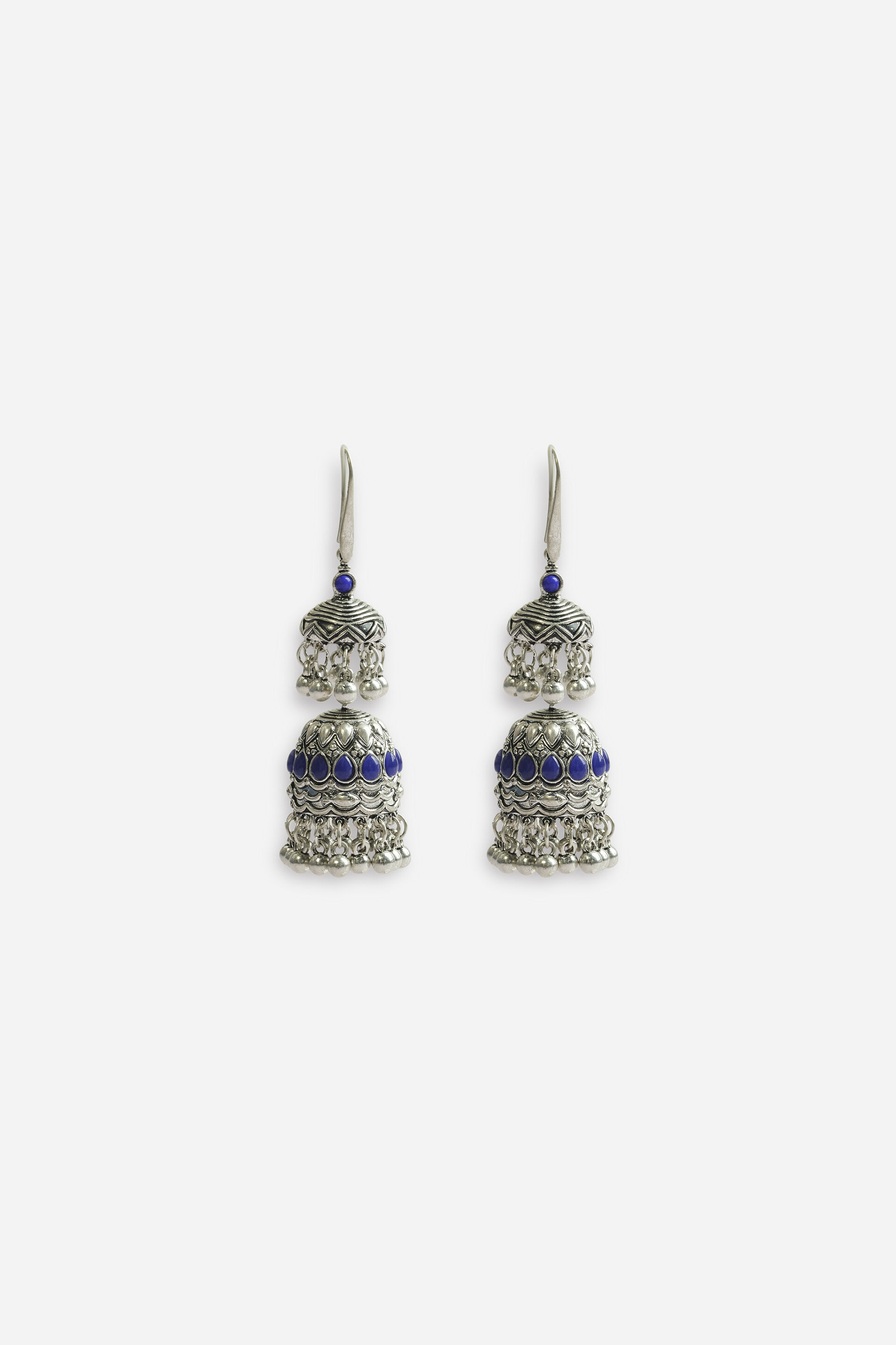Blue Stone Jhumka Earrings